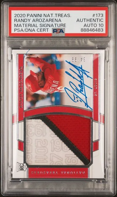 2020 Panini National Treasures Randy Arozarena Material Signature #173 card image