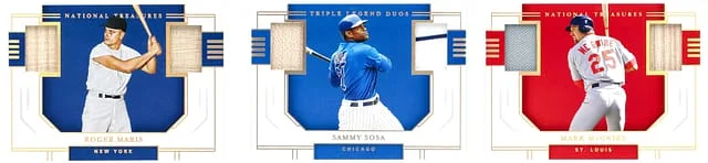 2020 Panini National Treasures Roger Maris/Sammy Sosa/Mark McGwire Triple Legends Duos #TL-6170 card image