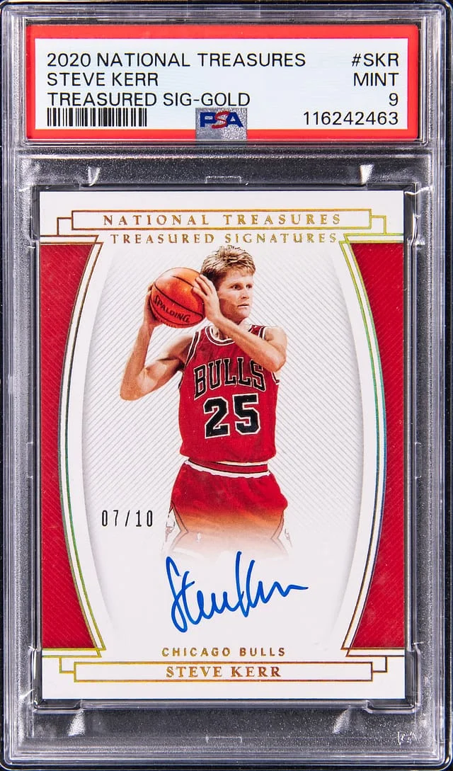 2020 Panini National Treasures Steve Kerr Treasured Signatures Gold #TS-SKR card image