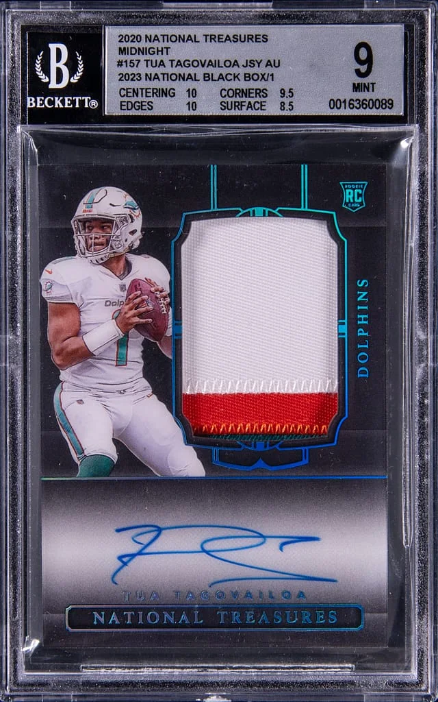 2020 Panini National Treasures Tua Tagovailoa Patch Autograph (RPA) #157 card image