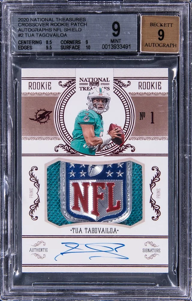 2020 Panini National Treasures Tua Tagovailoa Crossover Patch Autograph #2 card image