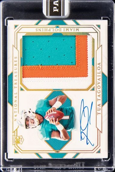 2020 Panini National Treasures Tua Tagovailoa Material Signature Black Box #RMS-TT card image