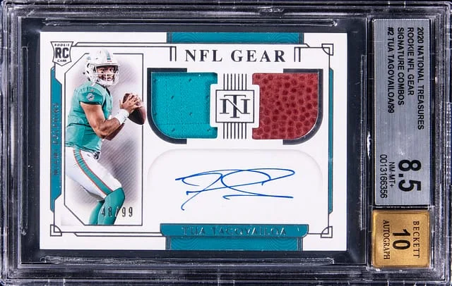 2020 Panini National Treasures Tua Tagovailoa NFL Gear Signature Combos #RSC-TT card image