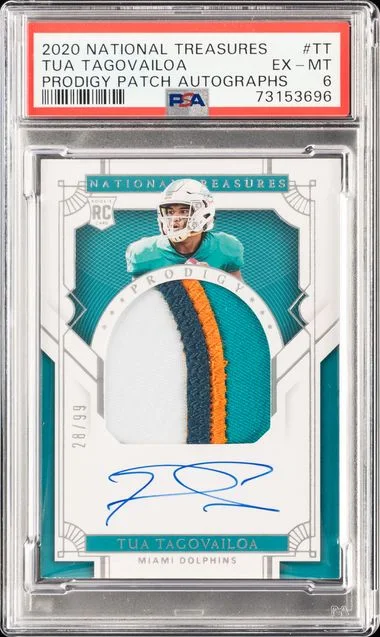 2020 Panini National Treasures Tua Tagovailoa Prodigy Patch Autographs #TT card image
