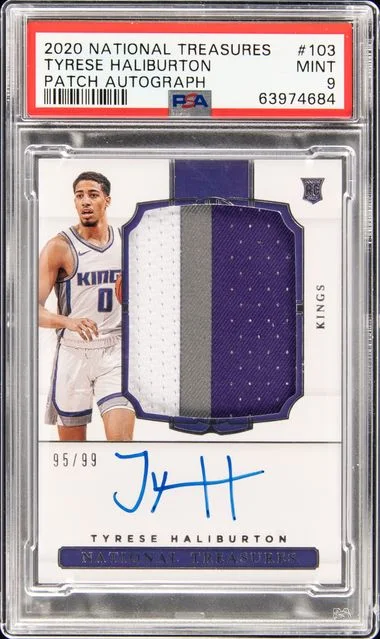 2020 Panini National Treasures Tyrese Haliburton Patch Autograph #103 card image