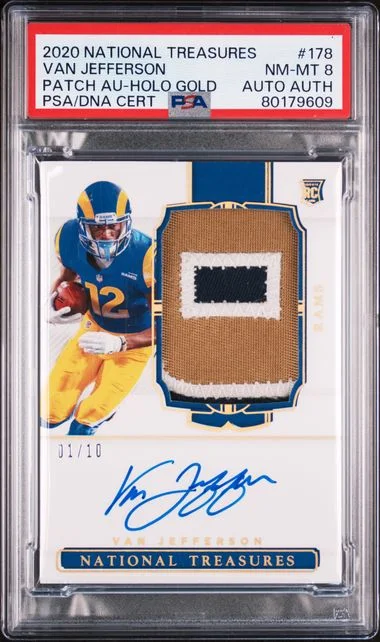 2020 Panini National Treasures Van Jefferson Patch Autograph-Holo Gold #178 card image