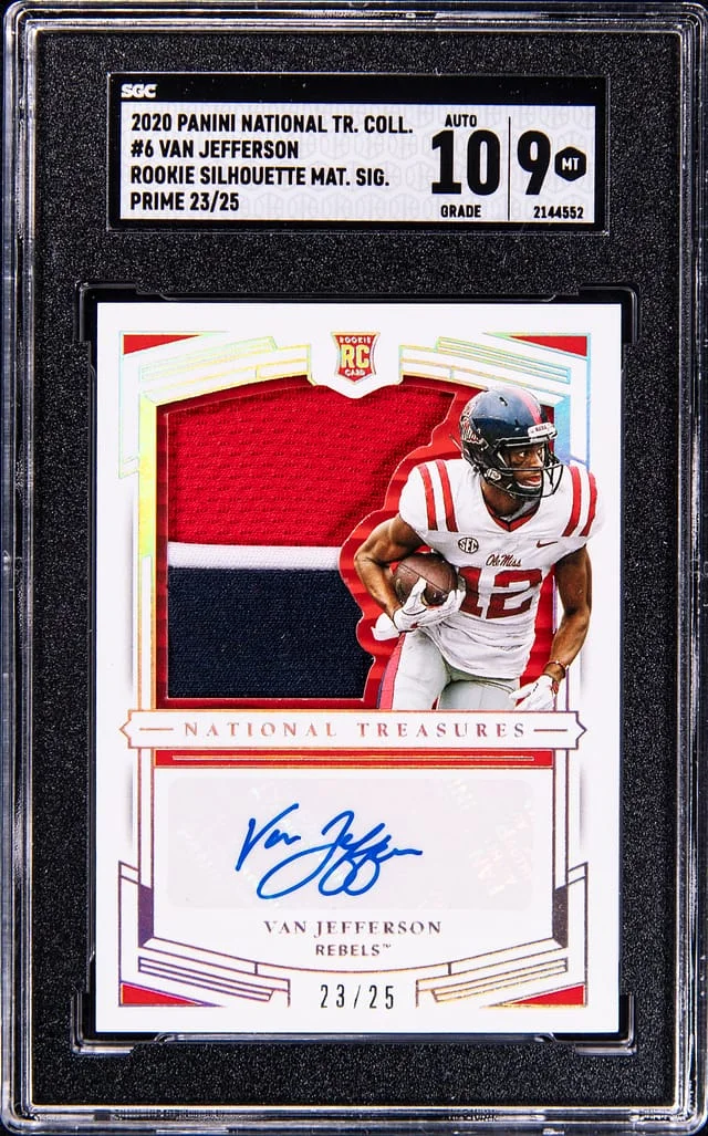 2020 Panini National Treasures Van Jefferson Collegiate Silhouette Material Signatures Prime #6 card image