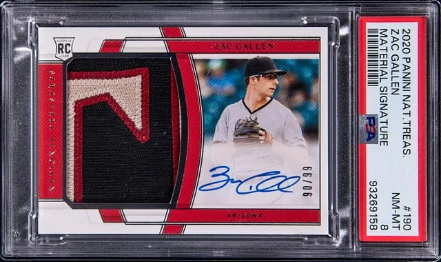 2020 Panini National Treasures Zac Gallen Material Signature #190 card image