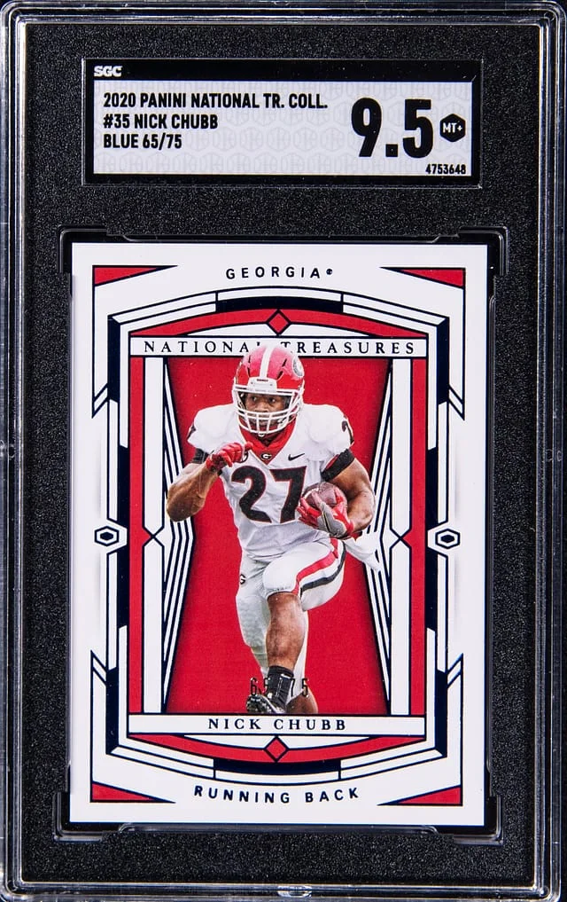 2020 Panini Nick Chubb National Treasure Collegiate Blue #35 card image
