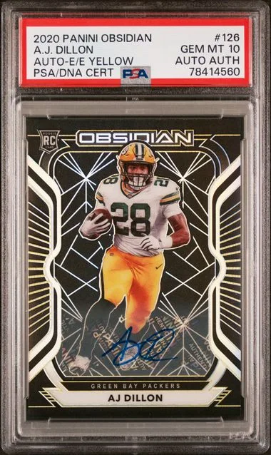 2020 Panini Obsidian Aj Dillon Autograph-Electric Etch Yellow #126 card image