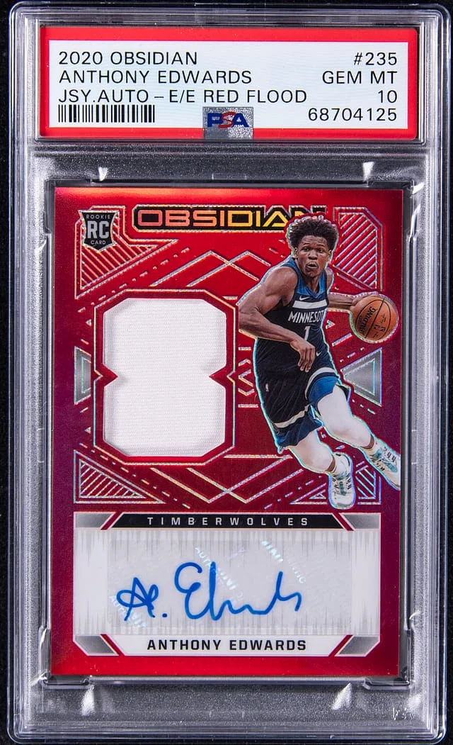 2020 Panini Obsidian Anthony Edwards Jersey Autograph Electric Etch Red Flood #235 card image