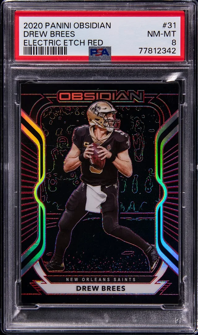2020 Panini Obsidian Drew Brees Electric Etch Red #31 card image