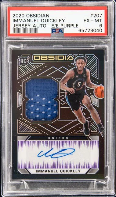 2020 Panini Obsidian Immanuel Quickley Jersey Autograph-Electric Etch Purple #207 card image