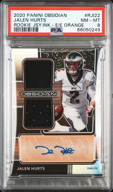 2020 Panini Obsidian Jalen Hurts Jersey Ink #RJI22 card image