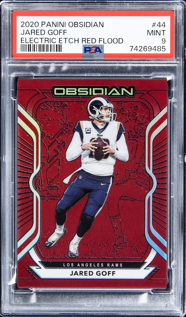 2020 Panini Obsidian Jared Goff Electric Etch Red Flood #44 card image
