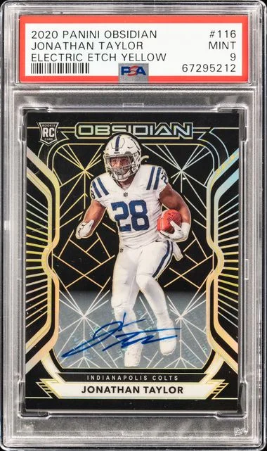 2020 Panini Obsidian Jonathan Taylor Electric Etch Yellow #116 card image