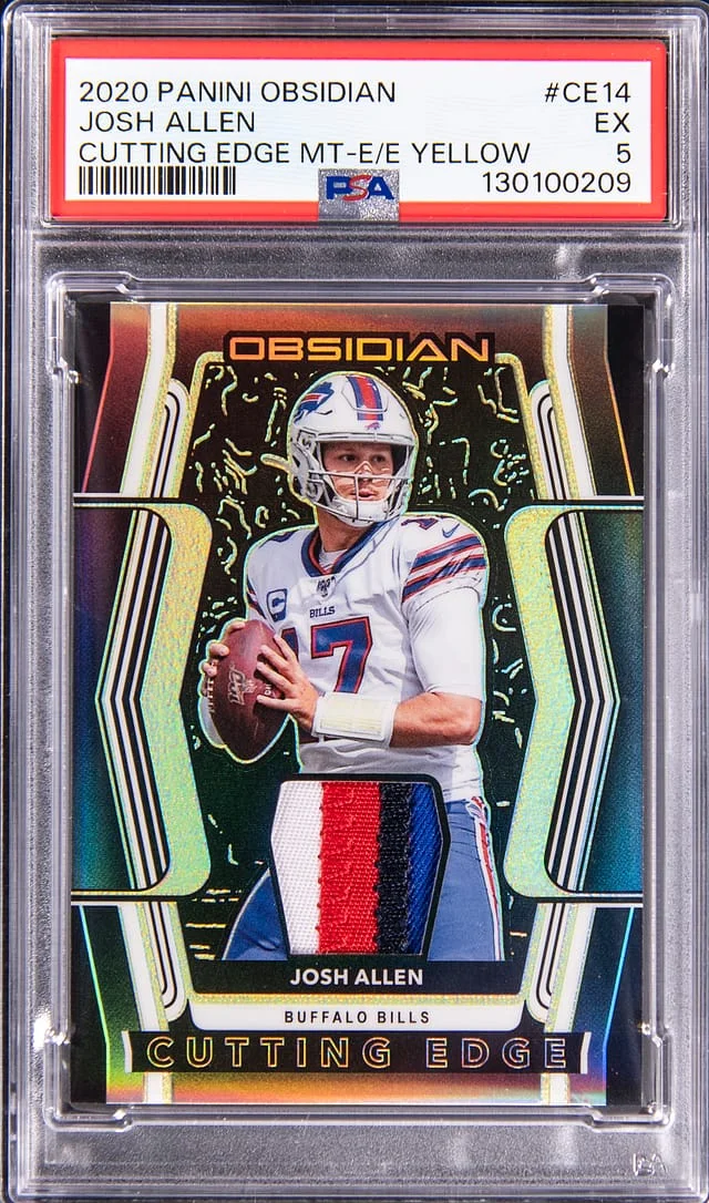 2020 Panini Obsidian Josh Allen Cutting Edge Materials Electric Etch Yellow #CE14 card image