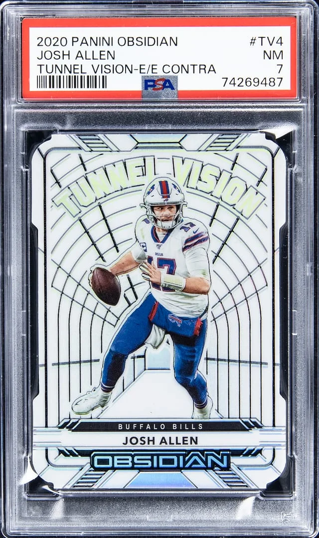 2020 Panini Obsidian Josh Allen Tunnel Vision Electric Etch-Red #Tv4 card image