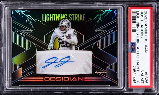 2020 Panini Obsidian Josh Jacobs Lightning Strike Autograph #LS26 card image