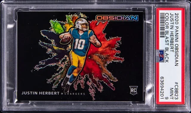 2020 Panini Obsidian Justin Herbert Color Blast Black #CBB23 card image