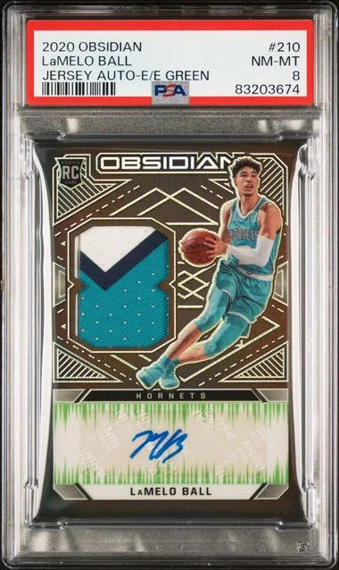 2020 Panini Obsidian Lamelo Ball Jersey Autograph-Electric Etch Green #210 card image