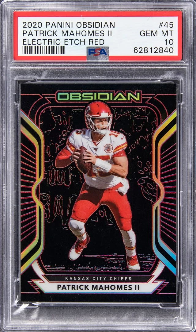 2020 Panini Obsidian Patrick Mahomes II Electric Etch Red #45 card image