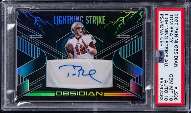 2020 Panini Obsidian Tom Brady Lightning Strike Autographs #LS36 card image