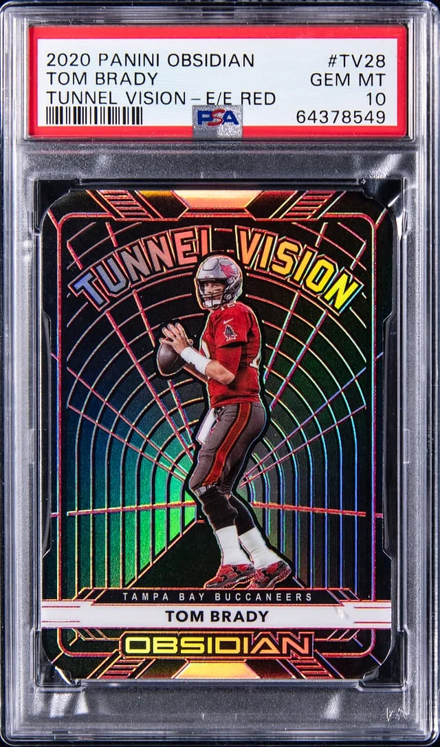 2020 Panini Obsidian Tom Brady Tunnel Vision Electric Etch Red #TV28 card image
