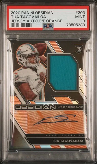2020 Panini Obsidian Tua Tagovailoa Jersey Autograph-Electric Etch Orange #203 card image