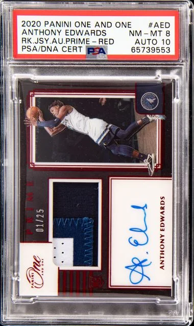 2020 Panini One and One Anthony Edwards Jersey Autographs Prime Red #AED card image