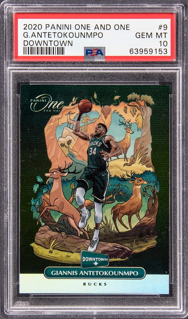 2020 Panini One and One Giannis Antetokounmpo Downtown #9 card image