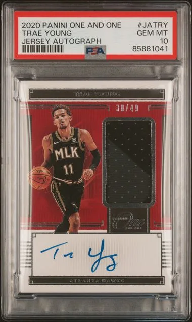 2020 Panini One and One Trae Young Jersey Autographs #JA-TRY card image
