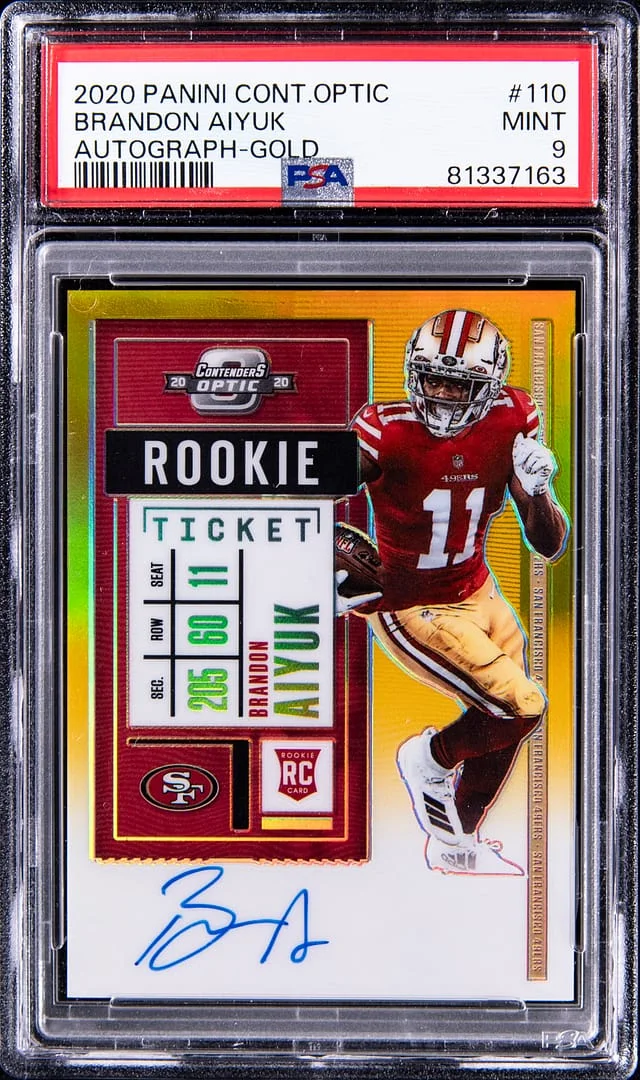 2020 Panini Optic Brandon Aiyuk Contenders Gold Prizm #110 card image