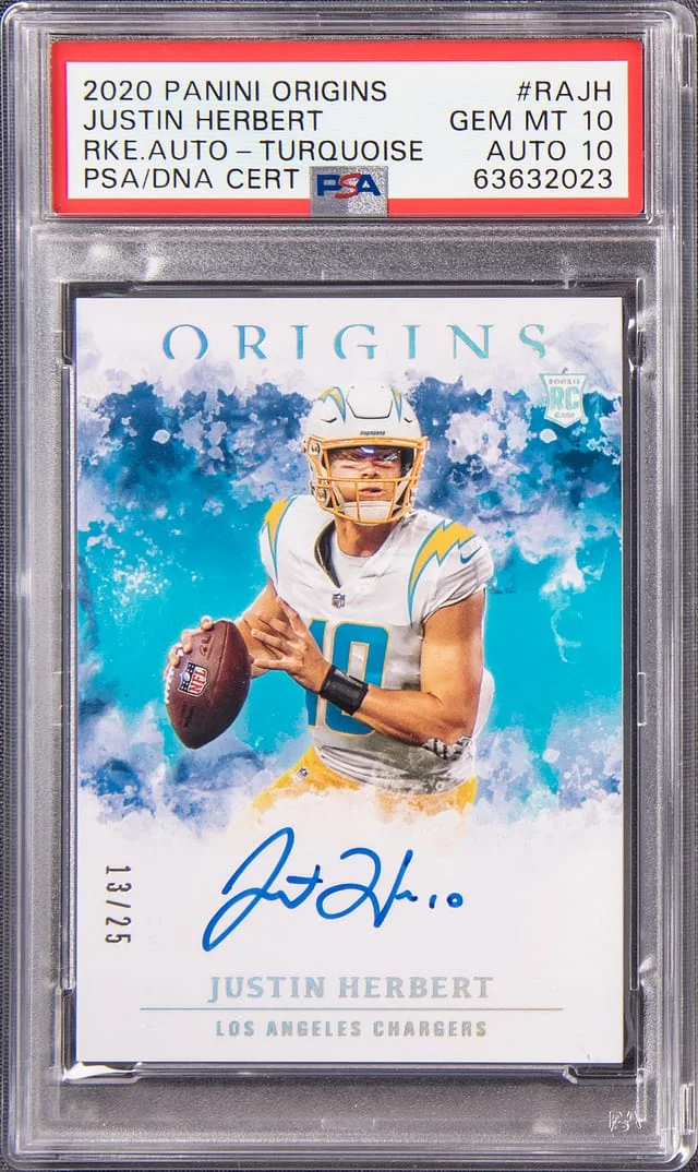 2020 Panini Origins Justin Herbert Autographs Green #RAJH card image