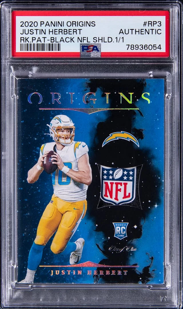 2020 Panini Origins Justin Herbert Patch Black NFL Shield #RP-3 card image