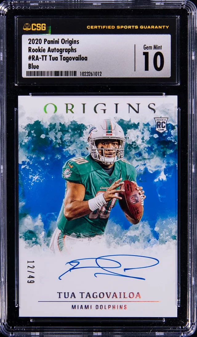 2020 Panini Origins Tua Tagovailoa Autograph Blue #RA-TT card image