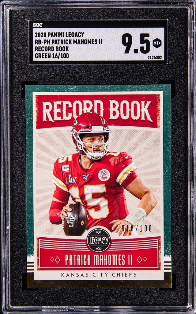 2020 Panini Patrick Mahomes II Legacy Record Book Green #RB-PH card image
