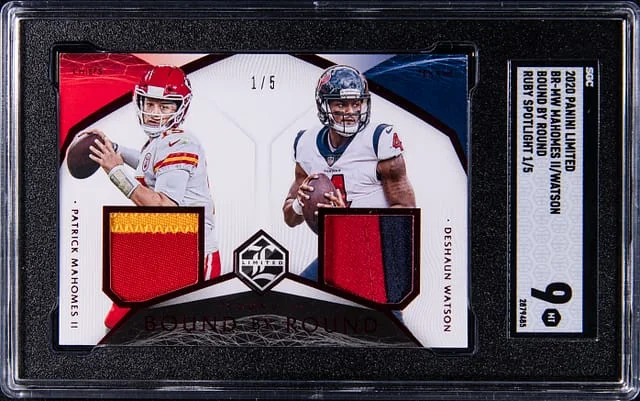 2020 Panini Patrick Mahomes II/Deshaun Watson Limited Bound By Round Ruby Spotlight #BR-MW card image