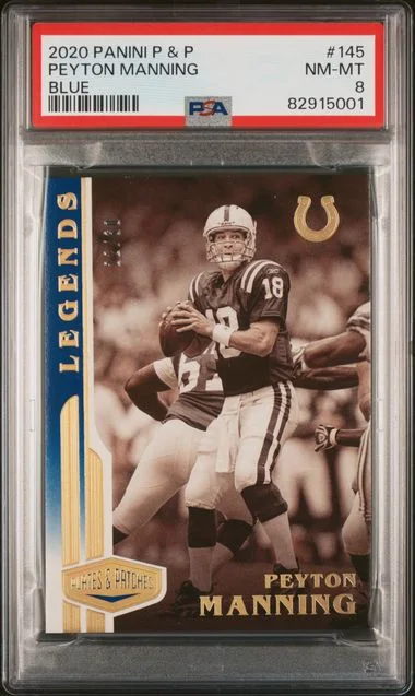 2020 Panini Peyton Manning Plates & Patches Blue #145 card image