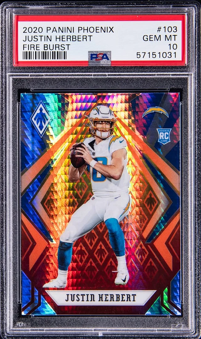 2020 Panini Phoenix Fire Burst Justin Herbert #103 #no-number card image