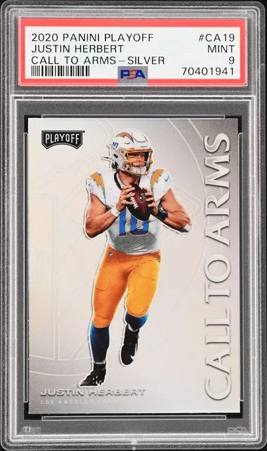 2020 Panini Playoff Justin Herbert Call To Arms Silver #CA-19 card image