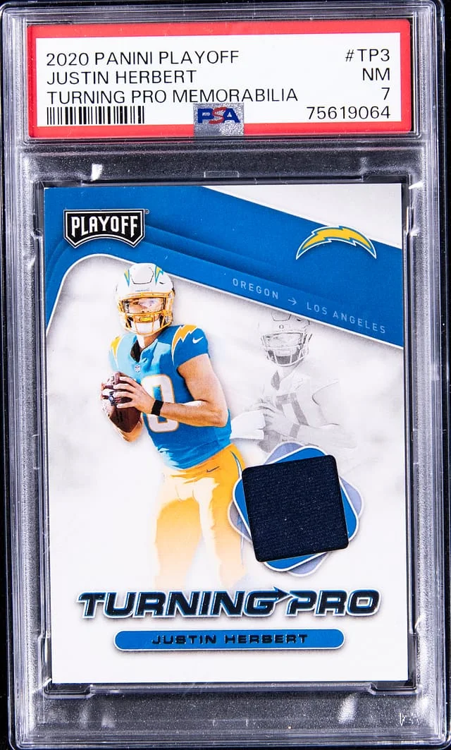 2020 Panini Playoff Justin Herbert Turning Pro Memorabilia #TP-3 card image