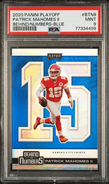 2020 Panini Playoff Patrick Mahomes II Behind The Numbers Blue #Btn9 card image