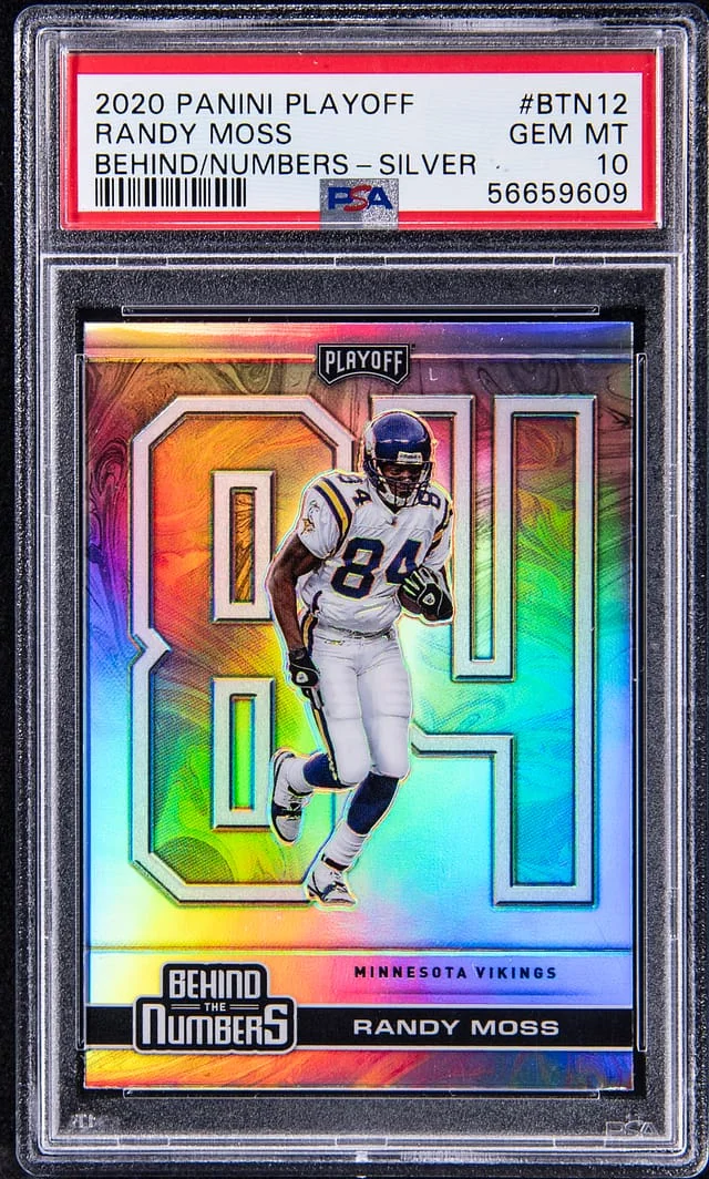 2020 Panini Playoff Randy Moss Behind the Numbers Silver #BTN-12 card image