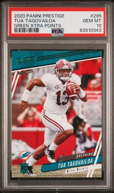 2020 Panini Prestige Tua Tagovailoa Green Xtra Points #295 card image