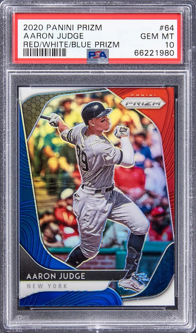 2020 Panini Prizm Aaron Judge Red/White/Blue Prizm #64 card image