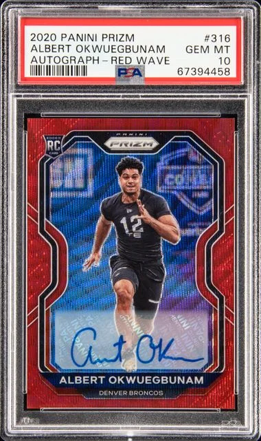 2020 Panini Prizm Albert Okwuegbunam Autograph-Red Wave #316 card image