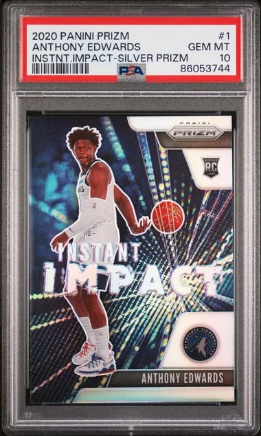 2020 Panini Prizm Anthony Edwards Instant Impact Silver Prizm #1 card image