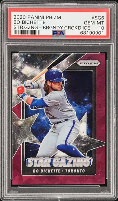 2020 Panini Prizm Bo Bichette Star Gazing Burgundy Cracked Ice #SG-6 card image