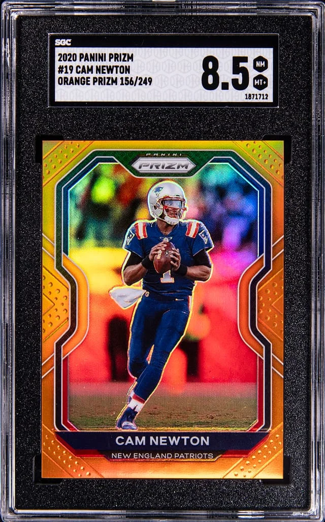 2020 Panini Prizm Cam Newton Orange Prizm #19 card image